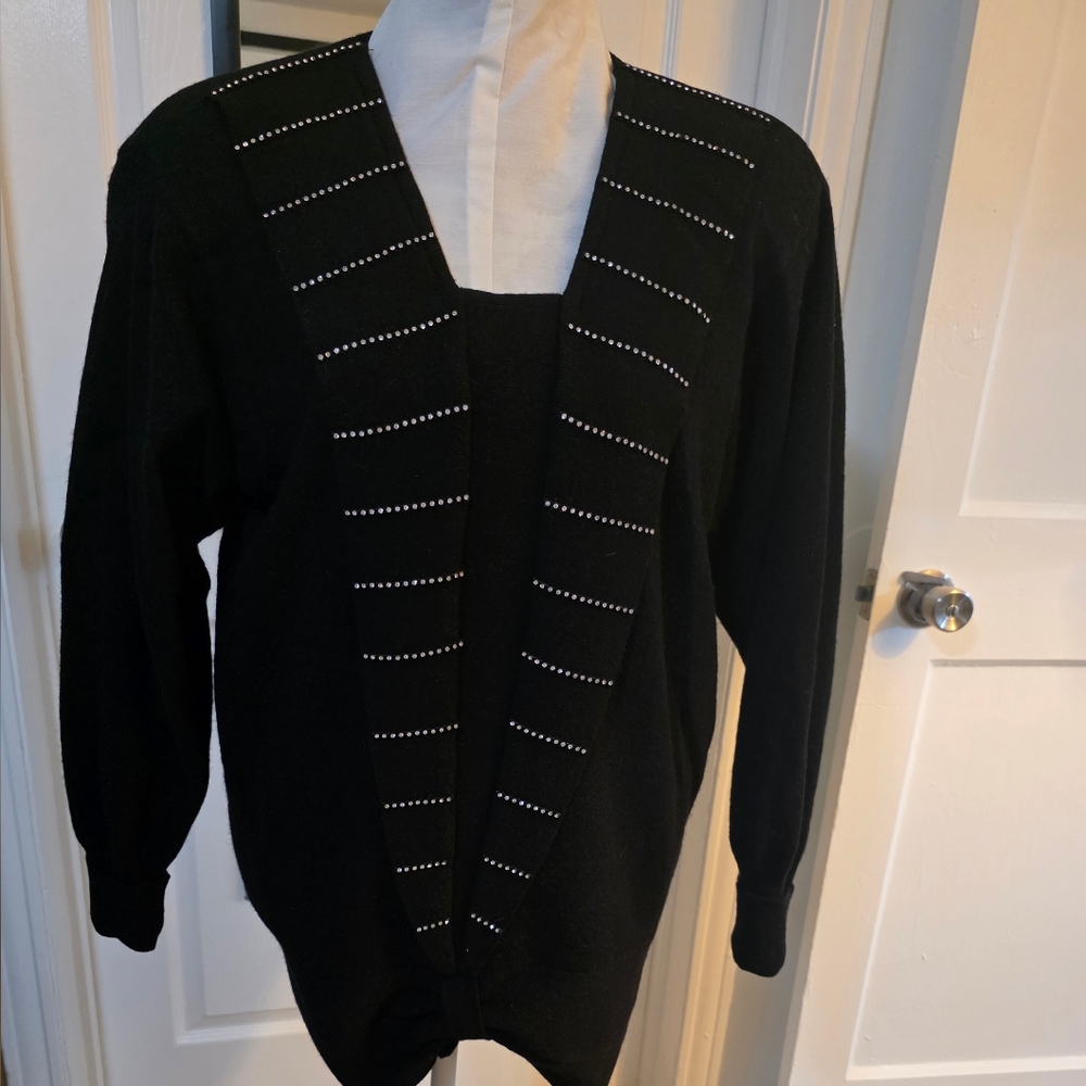 Rimini Black Cardigan with Studded Accents